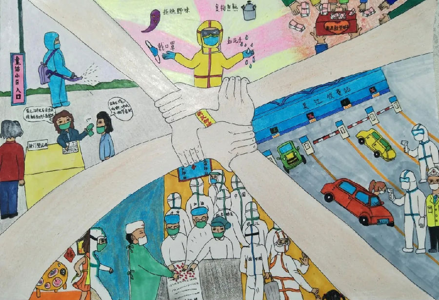 【吴江区】童心以书画抗疫 心怀感恩逆行者