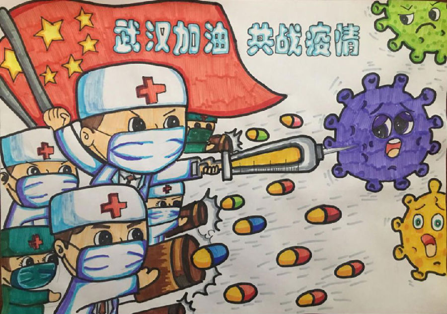 【吴江区】童心以书画抗疫 心怀感恩逆行者